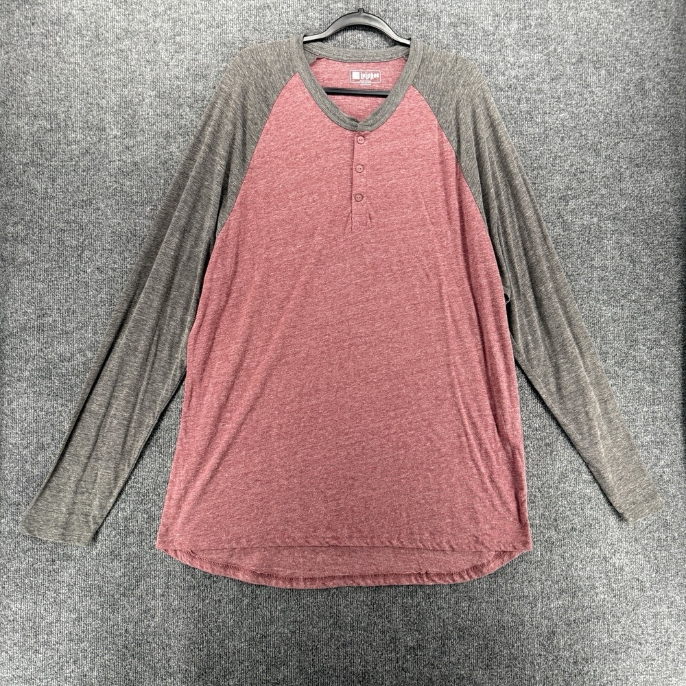 LulaRoe Shirt Mens 3XL Red Gray Henley Pullover Long Sleeve Mark Casual Comfy
